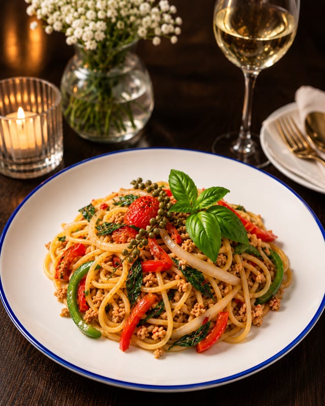 Thai Drunken Spaghetti Minced Chicken (New)