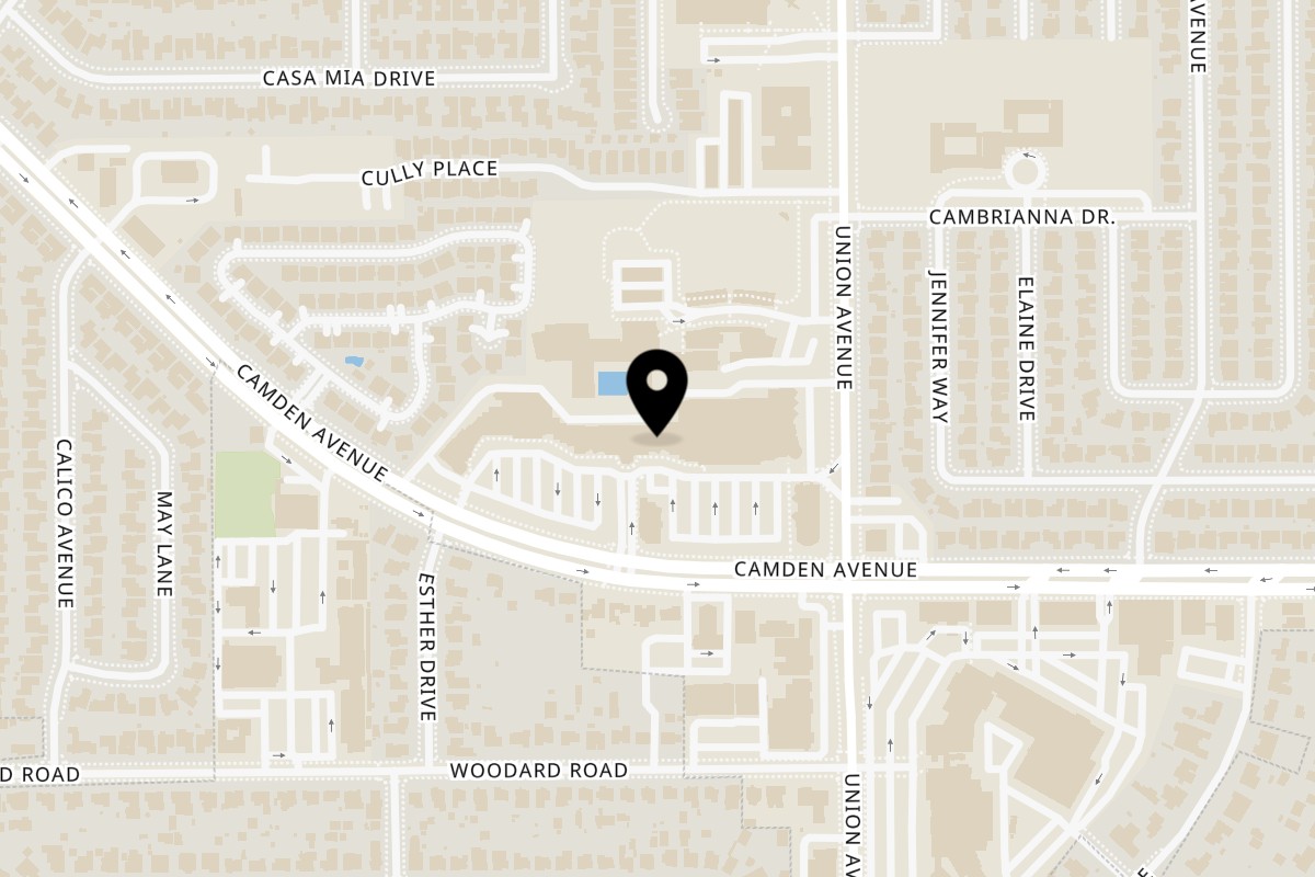 Map showing the location of Lanna Thai Cuisine San Jose on 2043 Camden Ave in San Jose
